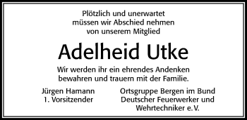 Traueranzeige von Adelheid Utke von Cellesche Zeitung