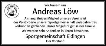 Traueranzeige von Andreas Löw von Cellesche Zeitung