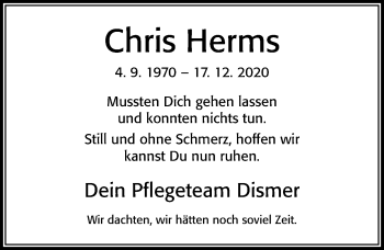 Traueranzeige von Chris Herms von Cellesche Zeitung