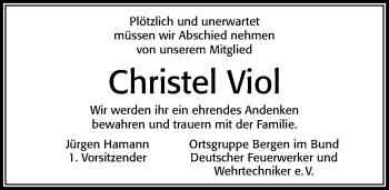 Traueranzeige von Christel Viol von Cellesche Zeitung