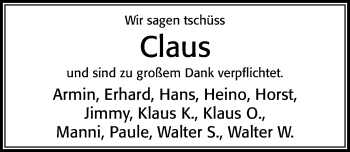 Traueranzeige von Claus  von Cellesche Zeitung