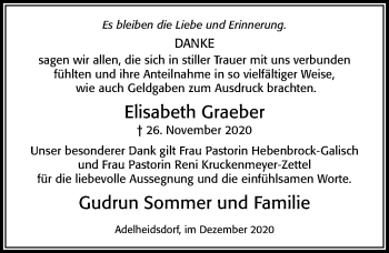 Traueranzeige von Elisabeth Graeber von Cellesche Zeitung