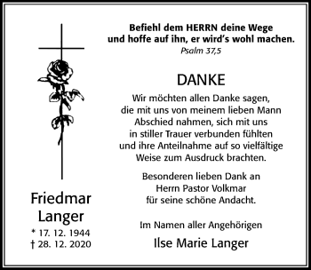 Traueranzeige von Friedmar Langer von Cellesche Zeitung