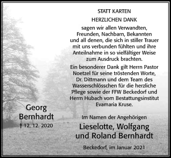 Traueranzeige von Georg Bernhardt von Cellesche Zeitung