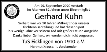 Traueranzeige von Gerhard Kuhn von Cellesche Zeitung