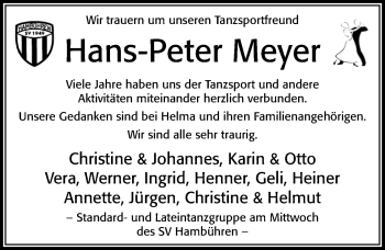 Traueranzeige von Hans-Peter Meyer von Cellesche Zeitung