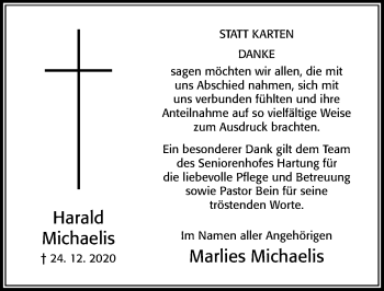 Traueranzeige von Harald Michaelis von Cellesche Zeitung