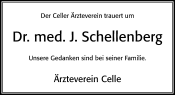 Traueranzeige von J. Schellenberg von Cellesche Zeitung
