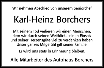 Traueranzeige von Karl-Heinz Borchers von Cellesche Zeitung