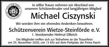 Traueranzeige von Michael Ciszynski von Cellesche Zeitung
