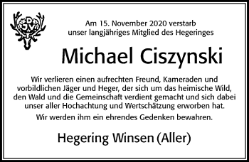 Traueranzeige von Michael Ciszynski von Cellesche Zeitung