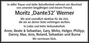 Traueranzeige von Moritz Werner von Cellesche Zeitung