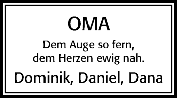 Traueranzeige von Oma  von Cellesche Zeitung