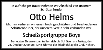 Traueranzeige von Otto Helms von Cellesche Zeitung
