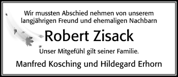 Traueranzeige von Robert Zisack von Cellesche Zeitung