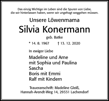 Traueranzeige von Silvia Konermann von Cellesche Zeitung