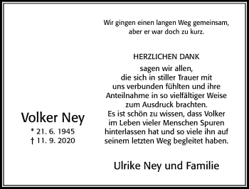 Traueranzeige von Volker Ney von Cellesche Zeitung
