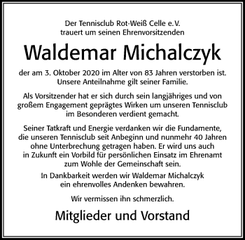 Traueranzeige von Waldemar Michalczyk von Cellesche Zeitung