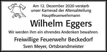 Traueranzeige von Wilhelm Eggers von Cellesche Zeitung