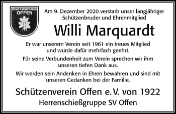 Traueranzeige von Willi Marquardt von Cellesche Zeitung