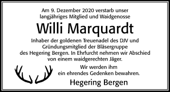 Traueranzeige von Willi Marquardt von Cellesche Zeitung