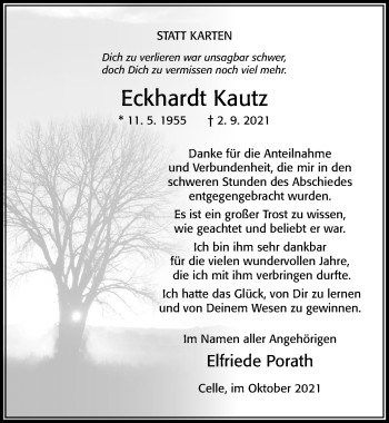 Traueranzeige von Eckhardt Kautz von Cellesche Zeitung