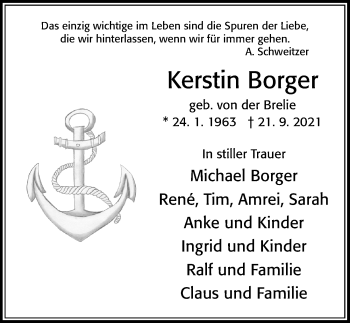 Traueranzeige von Kerstin Borger von Cellesche Zeitung