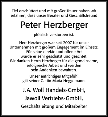 Traueranzeige von Peter Herzberger von Cellesche Zeitung