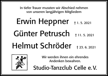 Traueranzeige von Günter Petrusch von Cellesche Zeitung
