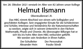 Traueranzeige von Helmut Ilsmann von Cellesche Zeitung