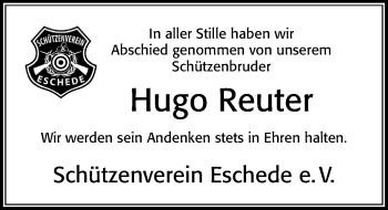 Traueranzeige von Hugo Reuter von Cellesche Zeitung