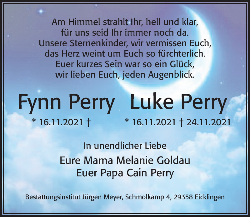  Traueranzeige für Luke Perry vom 27.11.2021 aus Cellesche Zeitung