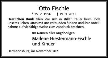 Traueranzeige von Otto Fischle von Cellesche Zeitung