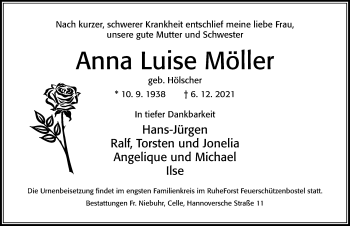 Traueranzeige von Anna Luise Möller von Cellesche Zeitung