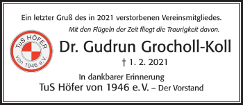 Traueranzeige von Gudrun Grocholl-Koll von Cellesche Zeitung