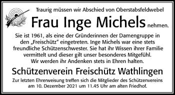 Traueranzeige von Inge Michels von Cellesche Zeitung