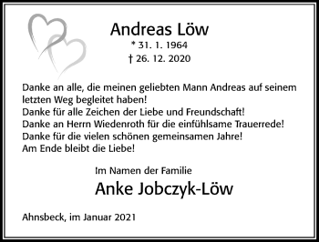 Traueranzeige von Andreas Löw von Cellesche Zeitung