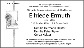 Traueranzeige von Elfriede Ermuth von Cellesche Zeitung