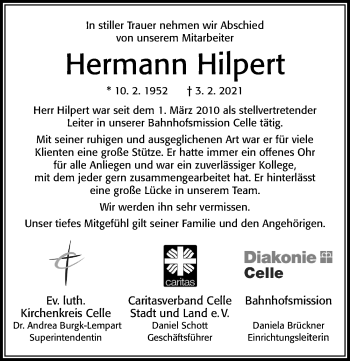 Traueranzeige von Hermann Hilpert von Cellesche Zeitung