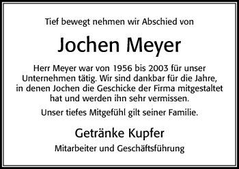 Traueranzeige von Jochen Meyer von Cellesche Zeitung