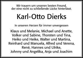 Traueranzeige von Karl-Otto Dierks von Cellesche Zeitung