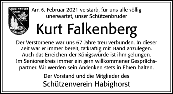 Traueranzeige von Kurt Falkenberg von Cellesche Zeitung