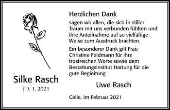 Traueranzeige von Silke Rasch von Cellesche Zeitung