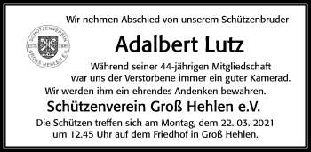 Traueranzeige von Adalbert Lutz von Cellesche Zeitung