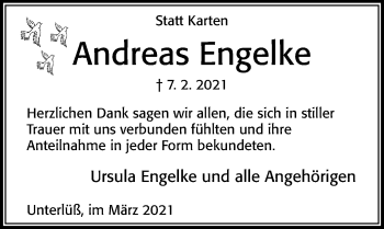 Traueranzeige von Andreas Engelke von Cellesche Zeitung