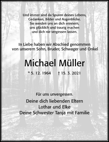 Traueranzeige von Michael Müller von Cellesche Zeitung