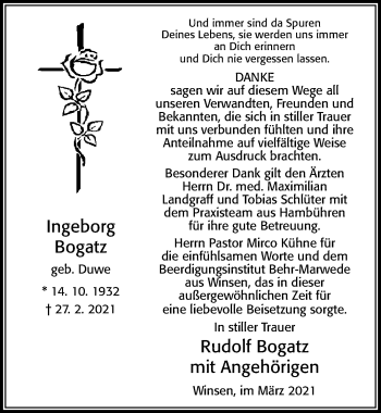 Traueranzeige von mit Angehörigen von Cellesche Zeitung