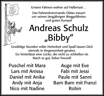 Traueranzeige von Andreas Schulz von Cellesche Zeitung