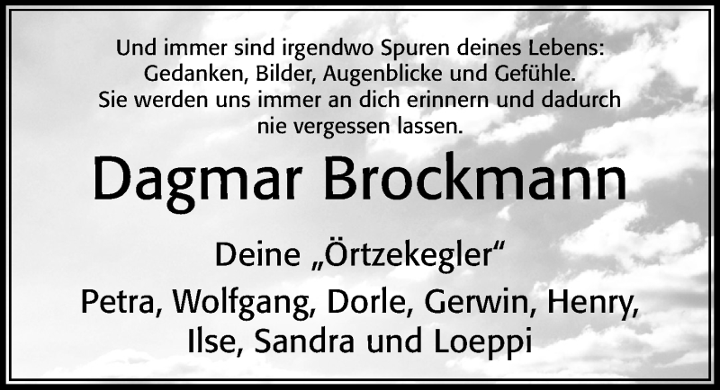  Traueranzeige für Dagmar Brockmann vom 28.04.2021 aus Cellesche Zeitung