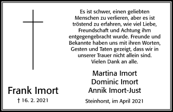 Traueranzeige von Frank Imort von Cellesche Zeitung